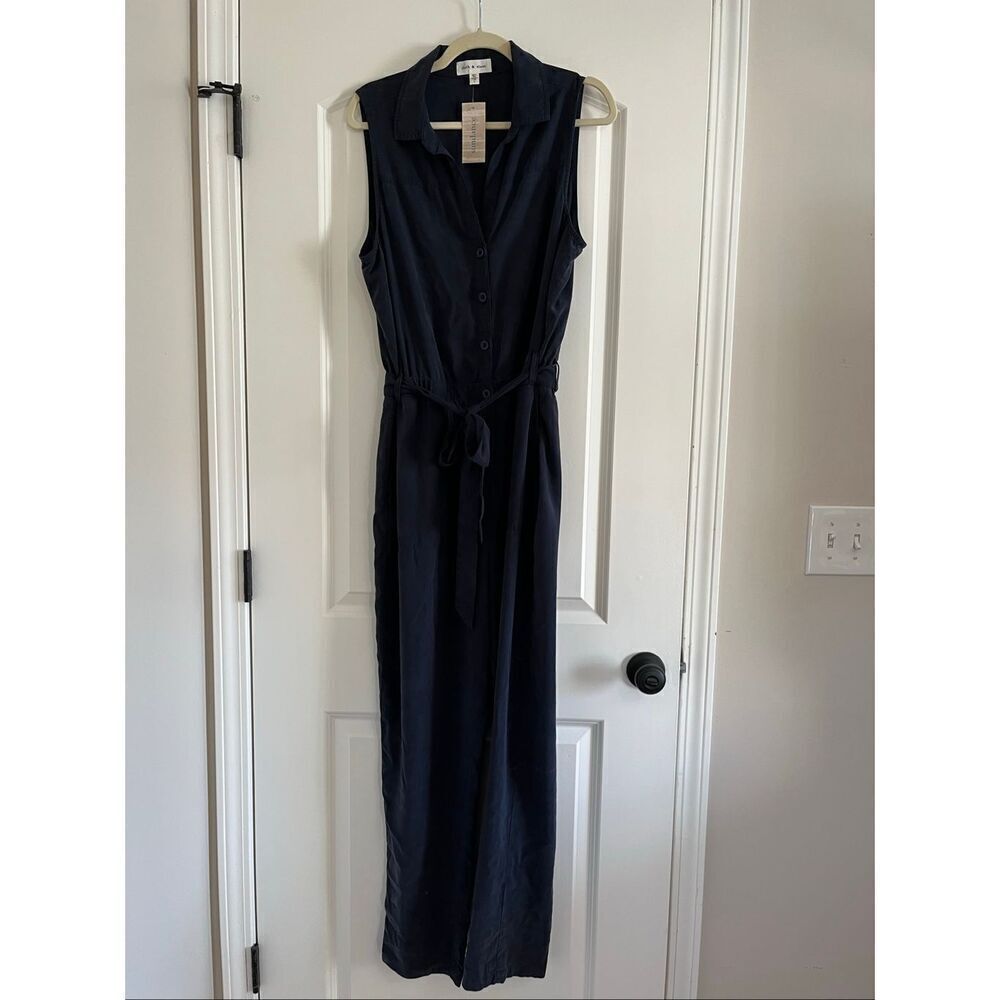 Sundance Cloth & Stone Navy Tencel Jumpsuit - L